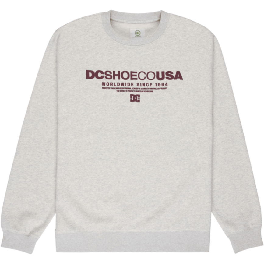 2026 DC Shoes Mens DC Heritage Font Sweatshirt EDYSF03288 - Light Heather Grey